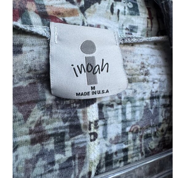 Inoah Made in USA Abstract Art Print Cowl Neck Tunic Top Size M - Picture 3 of 10